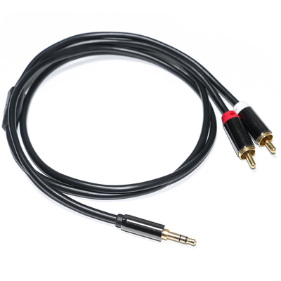 ซื้อ สายสัญญาณเสียง RCA 3.5 มม. 2-1 เปลือกโลหะสีดำสำหรับเครื่องเสียงรถยนต์ 0.53M 1M 2M online manufacture