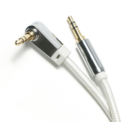 ซื้อ สีขาว AUX Digital Audio SPDIF สายเคเบิล 90 ° 3.5 มม. ถักเชือกอลูมิเนียมอัลลอยด์สำหรับเสียงลำโพงเครื่องเสียงรถยนต์ 0.92M online manufacture