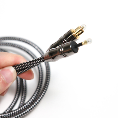 TOSLINK OD6.0mm สายสัญญาณเสียงไฟเบอร์ออปติกดิจิตอล Black Zinc Alloy Plastic Wire