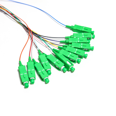 SC APC 12core Fanout ไฟเบอร์ออปติก Pigtail SM Simplex 1.5M ไฟเบอร์ออปติก Pigtail/Planar Lightwave Circuit splitter