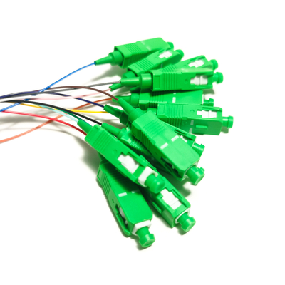 SC APC 12core Fanout ไฟเบอร์ออปติก Pigtail SM Simplex 1.5M ไฟเบอร์ออปติก Pigtail/Planar Lightwave Circuit splitter