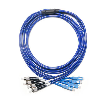 สายไฟเบอร์ออปติก Patch Cord FC SC หลายโหมด Multi-Core 4-4 สำหรับกล้องเฝ้าระวังในร่มคอมพิวเตอร์สายไฟ 3M 5M 8M