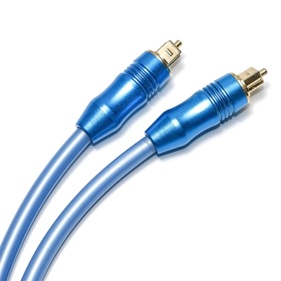 Toslink Digital Optical Audio Cable OD5.0 เปลือกอลูมิเนียมชุบสีน้ำเงินสำหรับเครื่องขยายเสียง Soundbar 1.5M 3M 5M