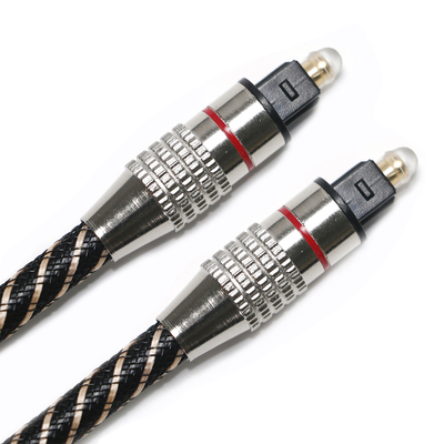 Red&Toslink สายสัญญาณเสียงดิจิตอล เชือกถักไนลอน OD4.0 ขั้วต่อชุบโลหะ 1.2 ม. 1.5 ม. 2 ม. 3 ม.