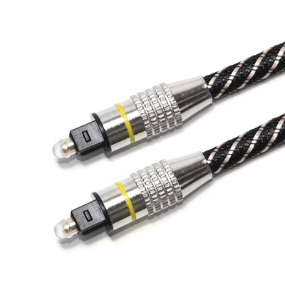 สายสัญญาณเสียงออปติคัล TOSLINK สีเหลือง Nylon Braided OD4.0 Metal Plated Connector