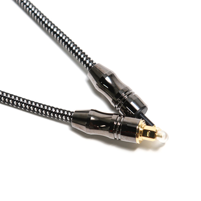 สายสัญญาณเสียงออปติคัลแบบถัก TOSLINK แบบดิจิตอลชุบ 4K Metal Connecotr สำหรับ Soundbar ของโรงละคร