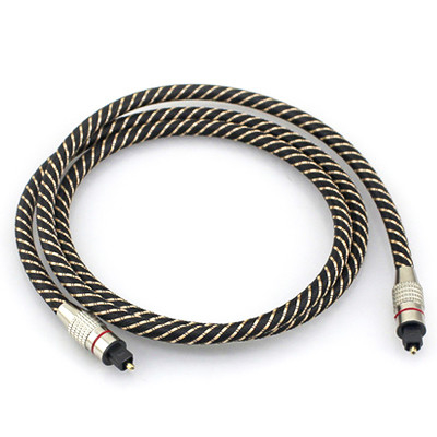 Toslink ออปติกเคเบิลดิจิตอลไนลอนถักเปลือกโลหะตัวเชื่อมต่อวงแหวนสีแดง HiFi SPDIF 1M - 10M สำหรับ SoundBar