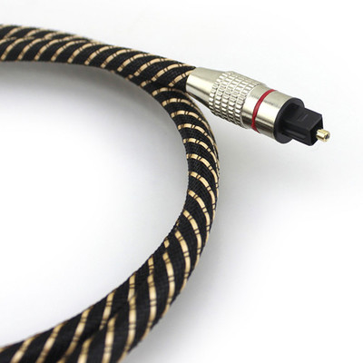 Toslink ออปติกเคเบิลดิจิตอลไนลอนถักเปลือกโลหะตัวเชื่อมต่อวงแหวนสีแดง HiFi SPDIF 1M - 10M สำหรับ SoundBar