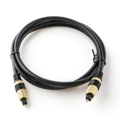 Toslink สายไฟเบอร์ออปติกเสียงดิจิตอล PVC ชุบทองเชลล์ซ็อกเก็ตโลหะสีเหลืองสำหรับโฮมเธียเตอร์ CD TV
