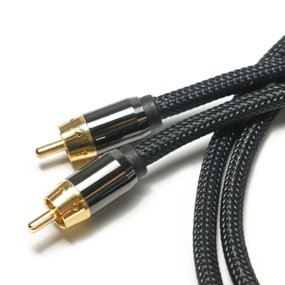 RCA สายสัญญาณเสียงดิจิตอล 3.5 มม. ถักไนลอนเชือกชุบอลูมิเนียมอัลลอยด์เชลล์ Golden Connector คุณภาพระดับพรีเมียมสำหรับ Soundbar