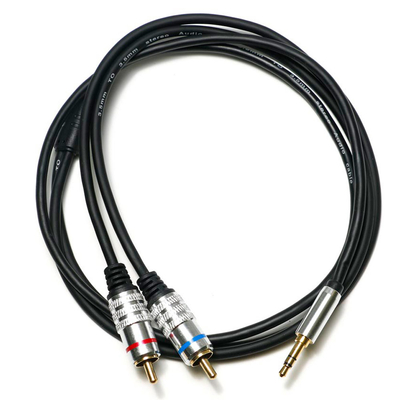 Factory oulet สายสัญญาณเสียง RCA 3.5 มม. สีแดงขอบสีน้ำเงิน PCV ฝาครอบโลหะผสมชุบสำหรับ CD TV Soundbar