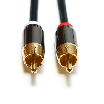 RCA 3.5 มม.สายสัญญาณเสียงดิจิตอล 2/1 ถักเชือกชุบทองพอร์ตสำหรับ Soundbar เครื่องเสียงรถยนต์