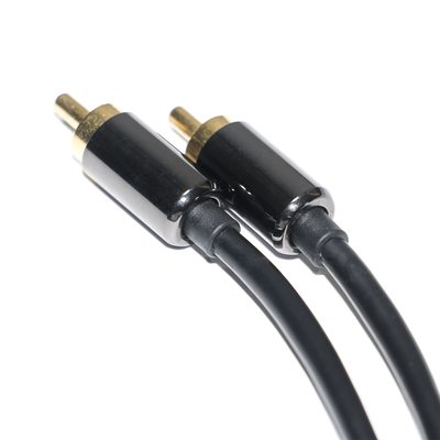 RCA สายสัญญาณเสียงดิจิตอล 3.5 มม. เอาต์พุต 1/1 คู่ชายแผ่นโลหะสีดำ PVC อลูมิเนียมอัลลอยด์ 1.2 ม. สำหรับ Sound bar เครื่องเสียงรถยนต์