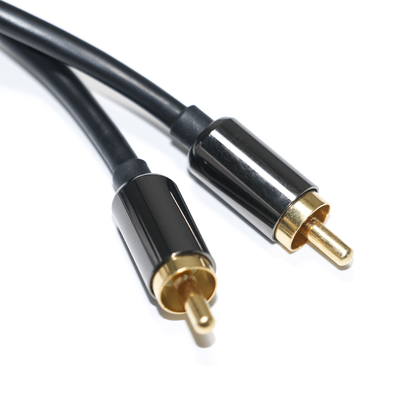 RCA สายสัญญาณเสียงดิจิตอล 3.5 มม. เอาต์พุต 1/1 คู่ชายแผ่นโลหะสีดำ PVC อลูมิเนียมอัลลอยด์ 1.2 ม. สำหรับ Sound bar เครื่องเสียงรถยนต์