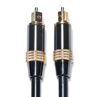 Toslink Digital Cable OB6.0 เชือก PVC ชุบขอบโลหะสีดำ Golden Interface 1.2M 2M
