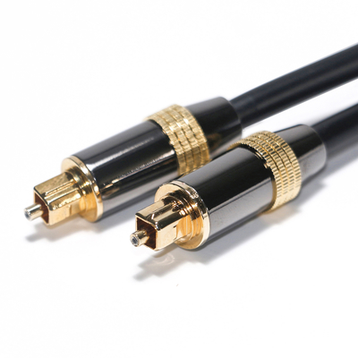 Toslink Digital Cable OB6.0 เชือก PVC ชุบขอบโลหะสีดำ Golden Interface 1.2M 2M