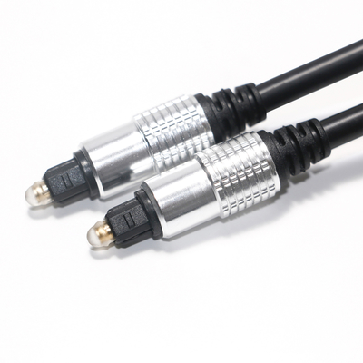 Toslink สายสัญญาณเสียง PVC สีดำ OD5.0 เปลือกอลูมิเนียมชุบทอง พอร์ต HiFi Sound Factory Outlet สำหรับเครื่องขยายเสียง Soundbar
