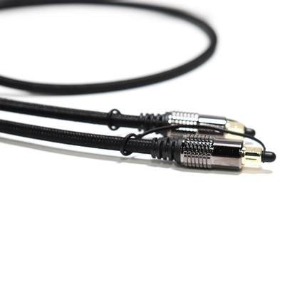 TOSLINK Optical Audio Cable OD5.0 Blakc Knite Rope Plated Alloy Shell Gold Interface 0.8M 1.2M สำหรับโฮมเธียเตอร์ Soundbar