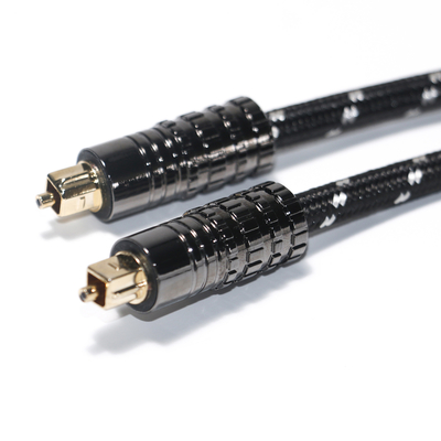 Toslink Digital Optical Audio Cable OD5.0 เชือกถักชุบเปลือกสีดำสำหรับเครื่องขยายเสียง Soundbar 1.5M 3M 5M