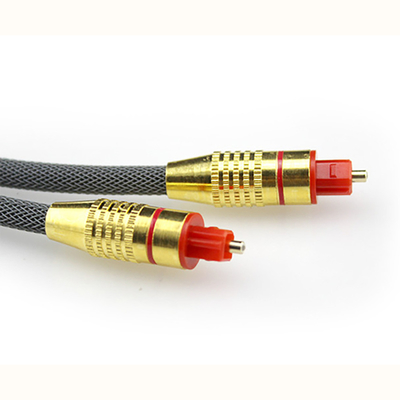 Toslink สายเคเบิลใยแก้วนำแสงดิจิตอลทอสุทธิชุบเปลือกทองพอร์ตสีแดง 1.2M 2M 3M สำหรับ Soundbar