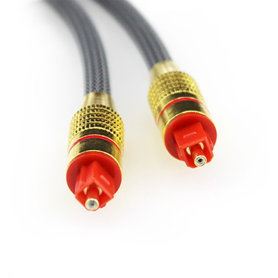Toslink สายเคเบิลใยแก้วนำแสงดิจิตอลทอสุทธิชุบเปลือกทองพอร์ตสีแดง 1.2M 2M 3M สำหรับ Soundbar