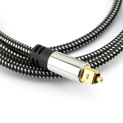 Digital Optical Audio Toslink Braid Cable OD5.0 เปลือกอลูมิเนียมชุบเงินสำหรับเครื่องขยายเสียง Soundbar 1.5M 3M 5M
