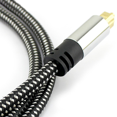 Digital Optical Audio Toslink Braid Cable OD5.0 เปลือกอลูมิเนียมชุบเงินสำหรับเครื่องขยายเสียง Soundbar 1.5M 3M 5M