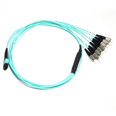 MTP/MPO Blue Hybrid Trunk Cable FC/MPO 8/1 12C Connector สำหรับการทดสอบอุปกรณ์