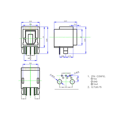 Toslink แจ็คออปติคอลรับ / ส่งออปติคัลสำหรับบอร์ดกล่องเสียงทีวี