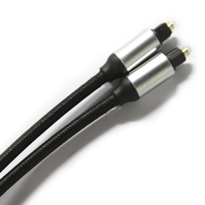 Toslink สายเคเบิลใยแก้วนำแสงดิจิตอล OD4.0 สายถักตัวเชื่อมต่อเปลือกโลหะชุบพลาสติกสำหรับเครื่องเล่นซีดีซาวด์บาร์