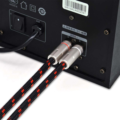 ROHS สายสัญญาณเสียงดิจิตอล RCA SPDIF 3.5 มม. ชุบทองพร้อมเชือกถักพื้นผิว 5.1