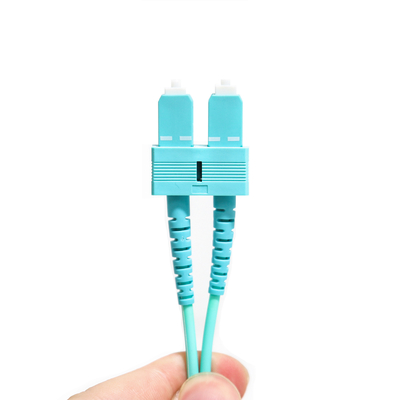 สายแพทช์ไฟเบอร์ Duplex Multimode Wathet SU-UPC Ject 50 / 125um แจ็คเก็ต LSZH 3.0 มม. OM3