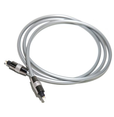 Toslink สายใยแก้วนำแสง OD5.0 เงินเชือกอลูมิเนียมชุบหมึกเปลือกดำสำหรับเครื่องขยายเสียง Soundbar 1.5M 3M 5M