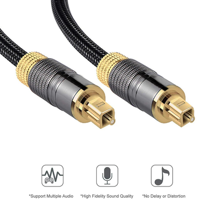 สาย Toslink 24K ทอง 1m 2m 3m 5m 7.5m 10m สายออดิโอดิจิตอลไฟเบอร์ออปติกส์ Toslink สายออปติกส์เพศชายไปเพศชาย