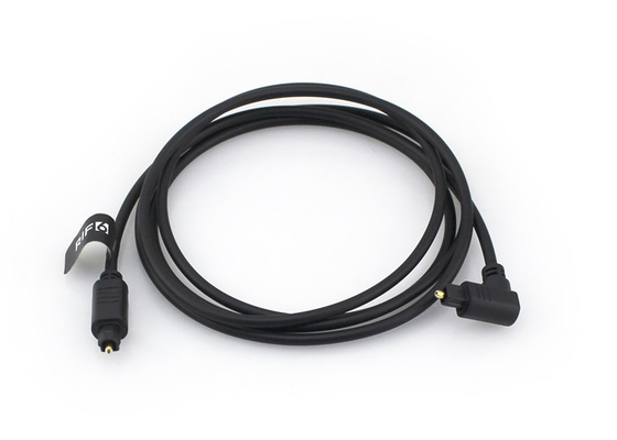 สายเคเบิลออปติคัล 90 องศาชุบทอง 4.0 มม., สายไฟเบอร์ออปติก Toslink Audio