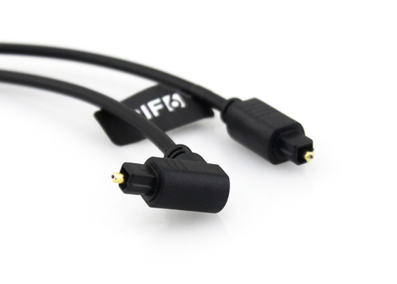 สายเคเบิลออปติคัล 90 องศาชุบทอง 4.0 มม., สายไฟเบอร์ออปติก Toslink Audio