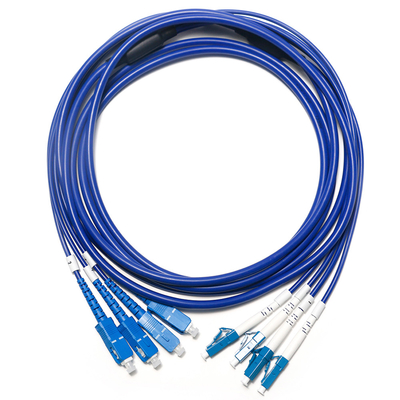 SC LC สายแพทช์ไฟเบอร์ออปติก Multimode Dual-Core OM3 4/4 10G สำหรับการเฝ้าระวัง WLAN LAN