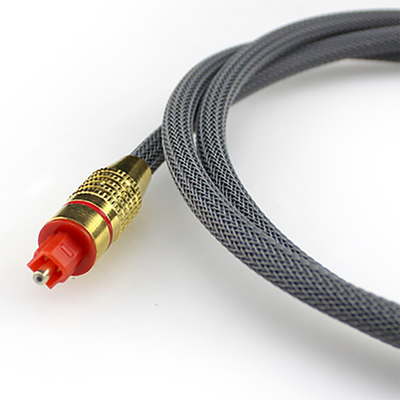 Toslink สายเคเบิลใยแก้วนำแสงดิจิตอลทอสุทธิชุบเปลือกทองพอร์ตสีแดง 1.2M 2M 3M สำหรับ Soundbar