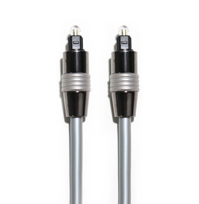 Toslink สายใยแก้วนำแสง OD5.0 เงินเชือกอลูมิเนียมชุบหมึกเปลือกดำสำหรับเครื่องขยายเสียง Soundbar 1.5M 3M 5M