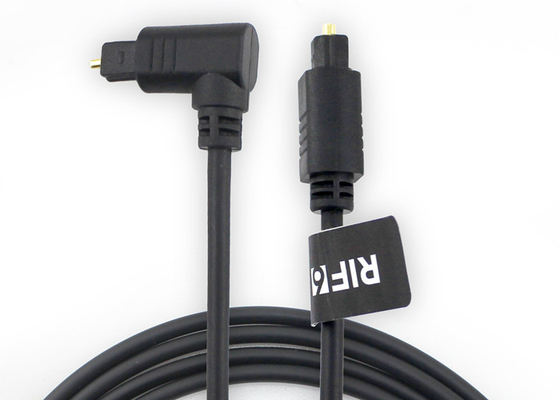 สายเคเบิลออปติคัล 90 องศาชุบทอง 4.0 มม., สายไฟเบอร์ออปติก Toslink Audio